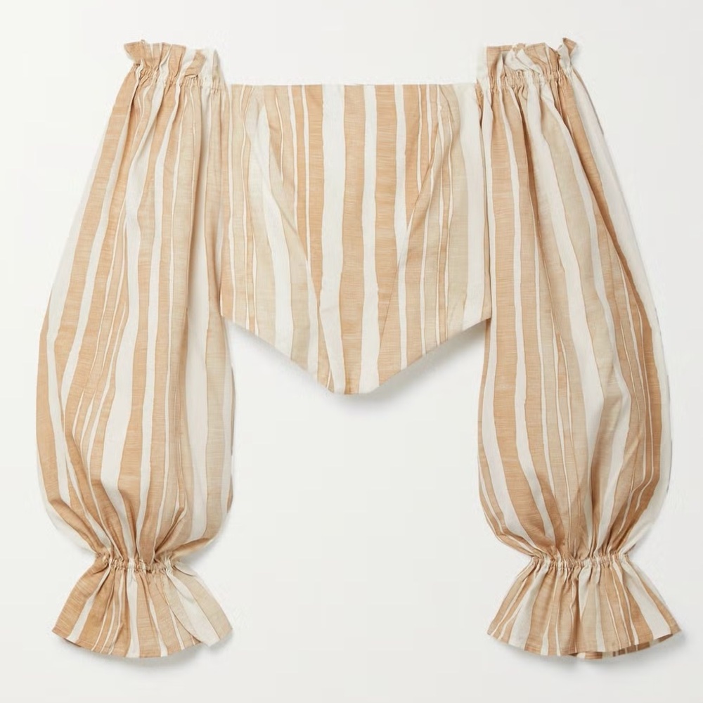 Cult Gaia Tan and White Striped Top